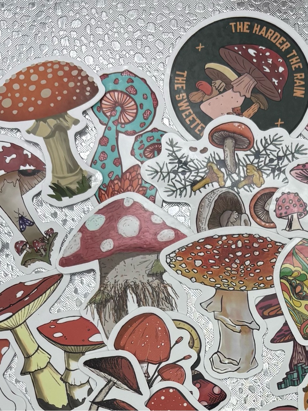 40 + Mushroom Stickers for Water Bottles in Colorful Mushroom Designs - Picture 2 of 6